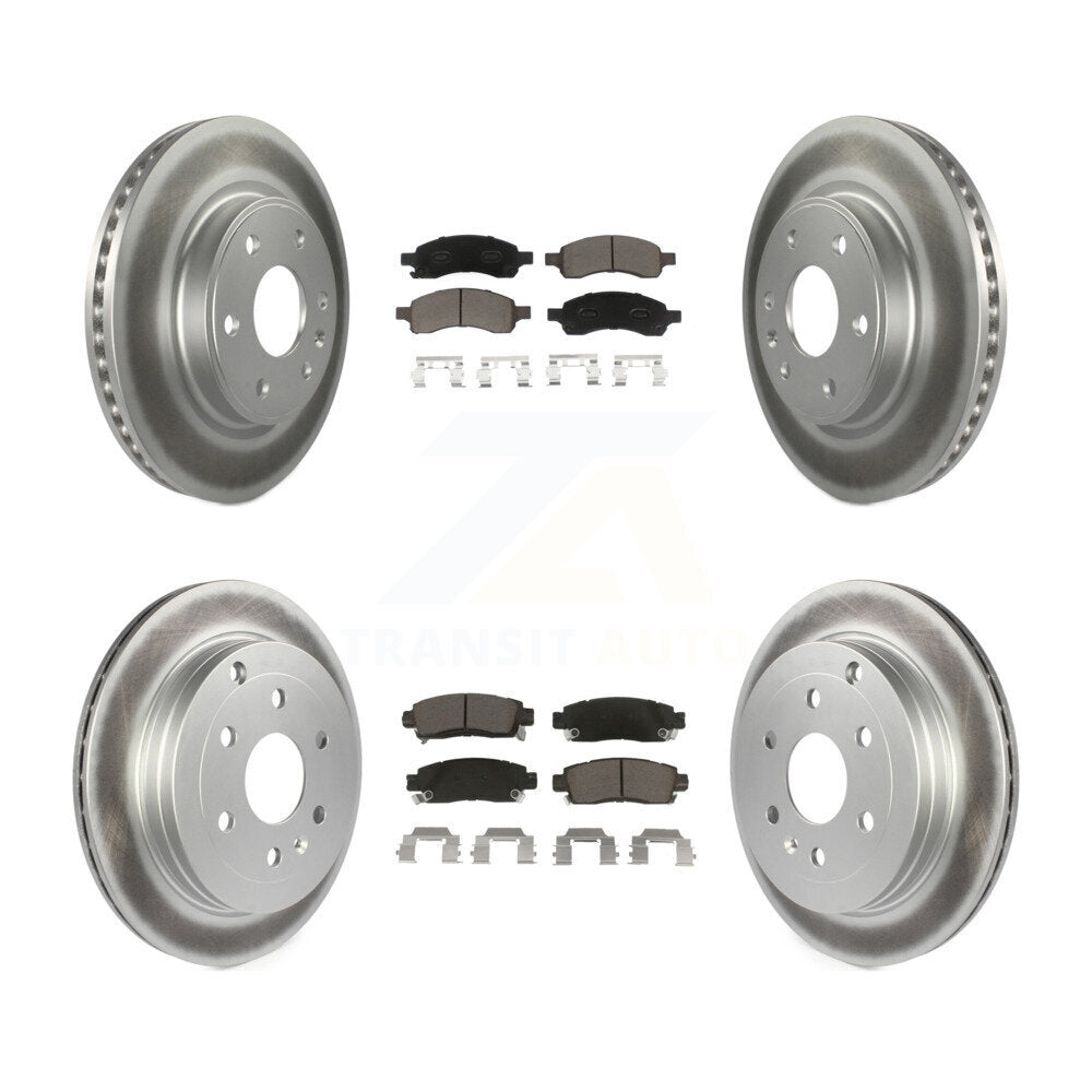 [Avant + Arrière] Kit de disque (revêtu) et plaquette (céramique) de frein pour Chevrolet Traverse GMC Acadia Buick Enclave Saturn Outlook Limited KGC-101238