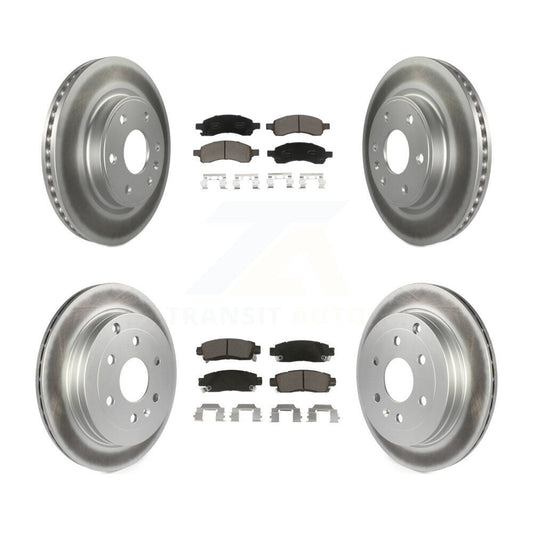 [Avant + Arrière] Kit de disque (revêtu) et plaquette (céramique) de frein pour Chevrolet Traverse GMC Acadia Buick Enclave Saturn Outlook Limited KGC-101238