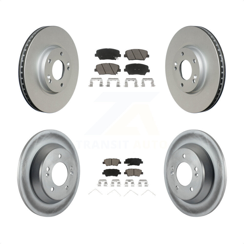 [Avant + Arrière] Kit de disque (revêtu) et plaquette (céramique) de frein pour 2014-2017 Kia Rondo avec Manual Parking KGC-101266 par Transit Auto