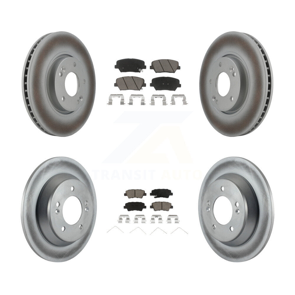 [Avant + Arrière] Kit de disque (revêtu) et plaquette (céramique) de frein pour 2014-2017 Kia Rondo avec Manual Parking KGC-101266