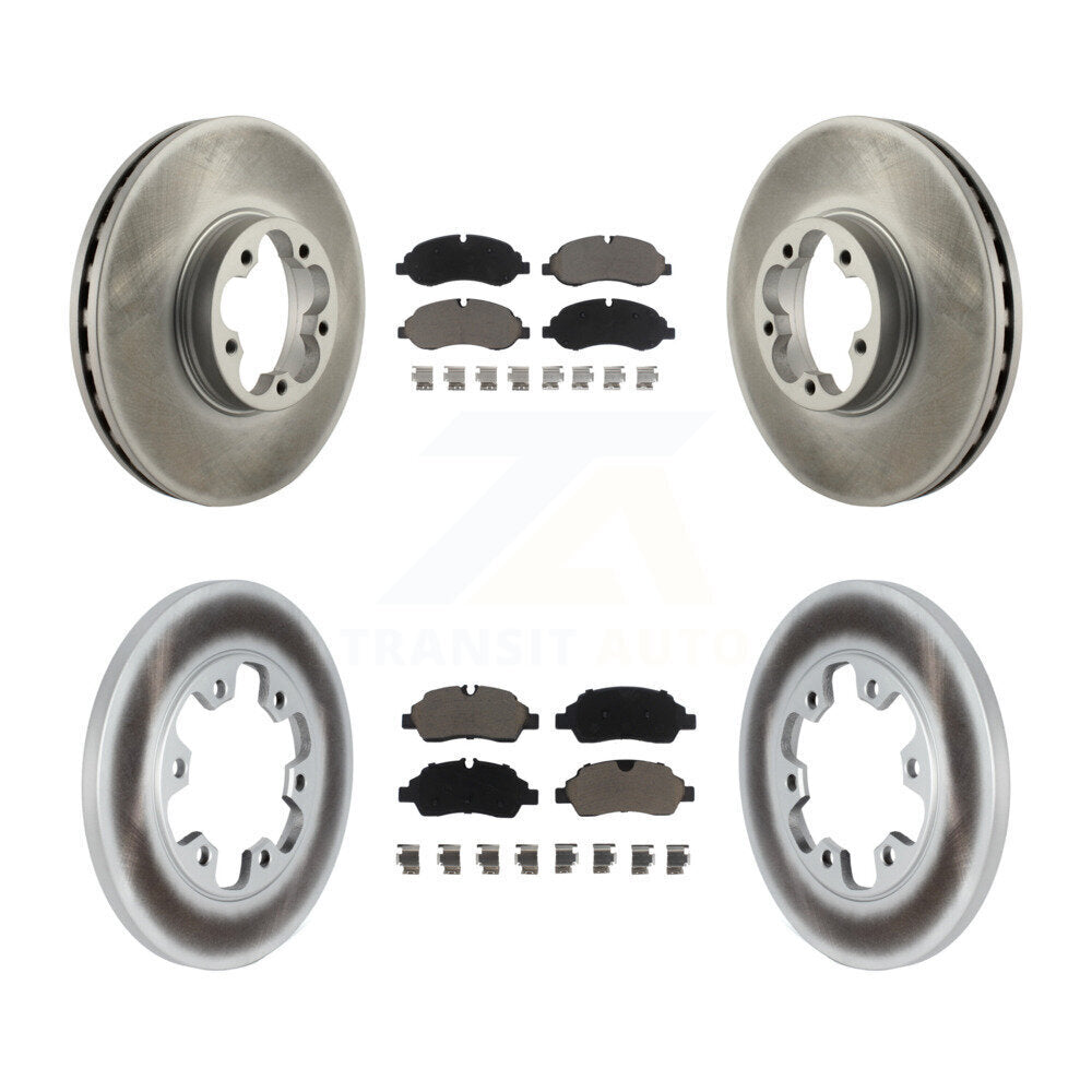 [Avant + Arrière] Kit de disque (revêtu) et plaquette (céramique) de frein pour 2015-2019 Ford Transit-350 HD avec 6 Lug Wheels KGC-101286