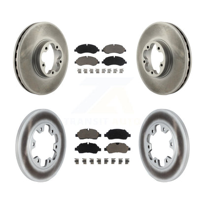 [Avant + Arrière] Kit de disque (revêtu) et plaquette (céramique) de frein pour 2015-2019 Ford Transit-350 HD avec 6 Lug Wheels KGC-101286