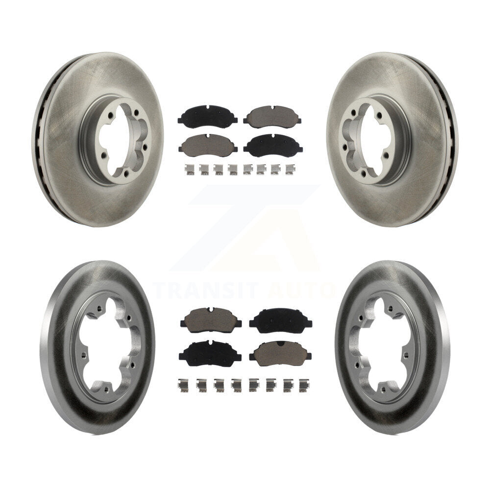 [Avant + Arrière] Kit de disque (revêtu) et plaquette (céramique) de frein pour 2016 Ford Transit-350 HD avec 5 Lug Wheels KGC-101287