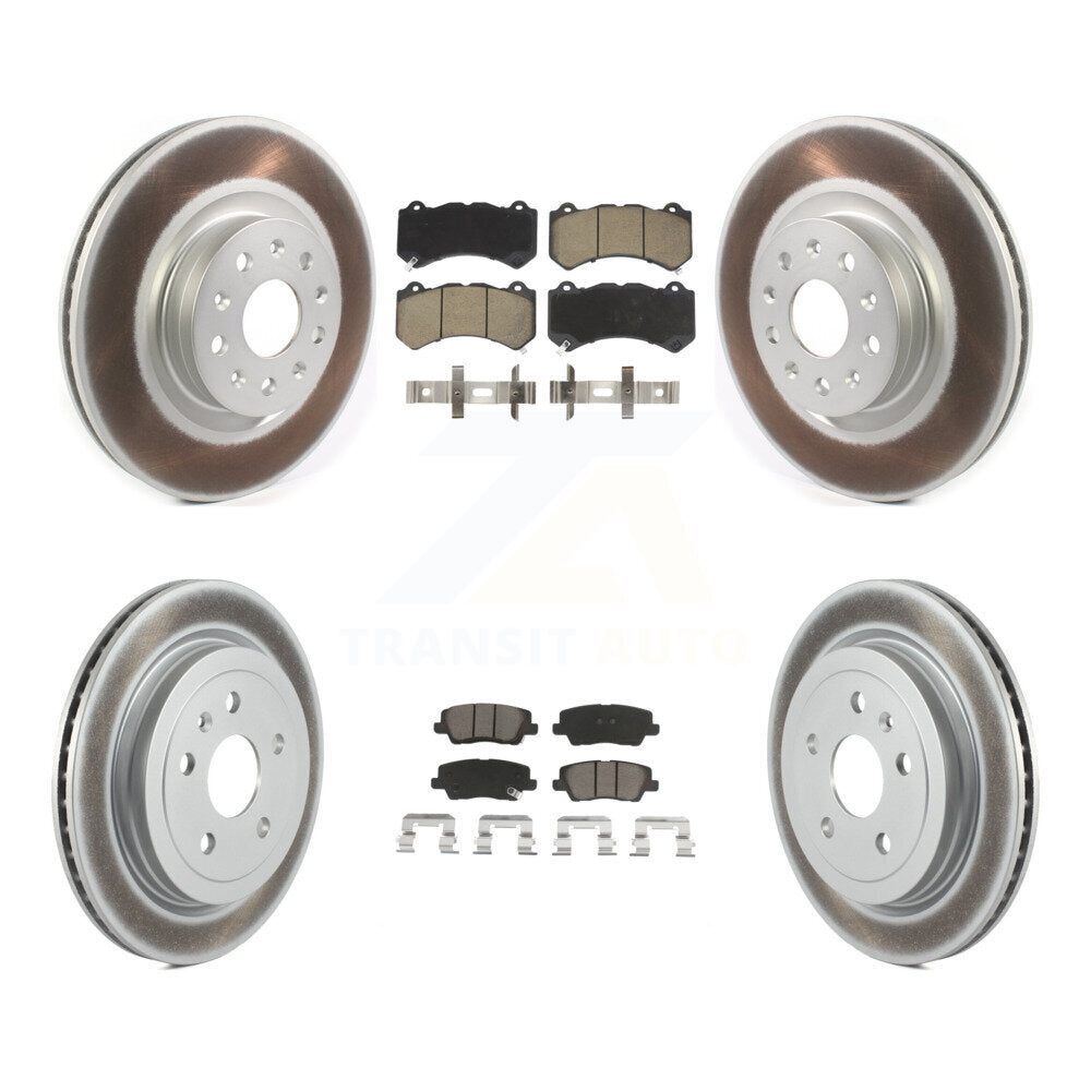 [Avant + Arrière] Kit de disque (revêtu) et plaquette (céramique) de frein pour 2016 Cadillac CTS Vsport Premium avec RWD avec Performance Lining KGC-101291