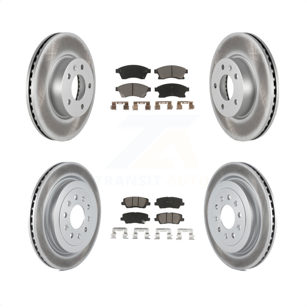 [Avant + Arrière] Kit de disque (revêtu) et plaquette (céramique) de frein pour 2013-2015 Cadillac ATS avec 300mm Diameter Rotor KGC-101309 par Transit Auto