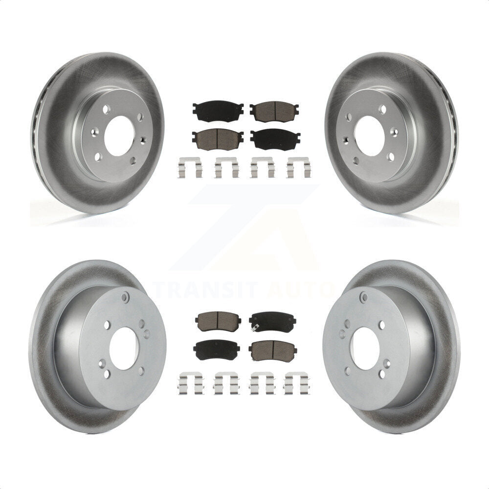 [Avant + Arrière] Kit de disque (revêtu) et plaquette (céramique) de frein pour Hyundai Accent Kia Rio Rio5 KGC-101316 par Transit Auto