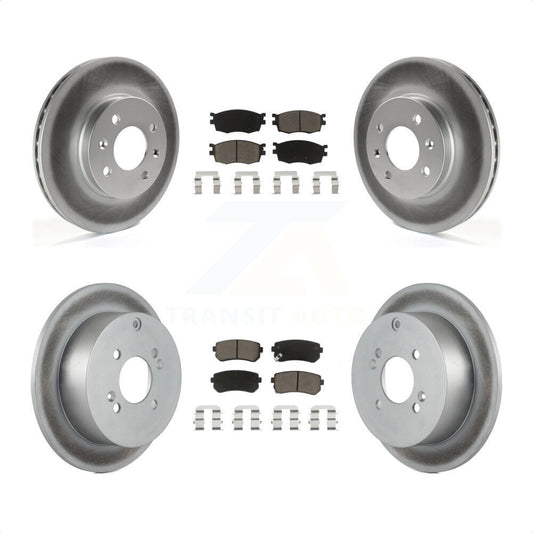 [Avant + Arrière] Kit de disque (revêtu) et plaquette (céramique) de frein pour Hyundai Accent Kia Rio Rio5 KGC-101316 par Transit Auto
