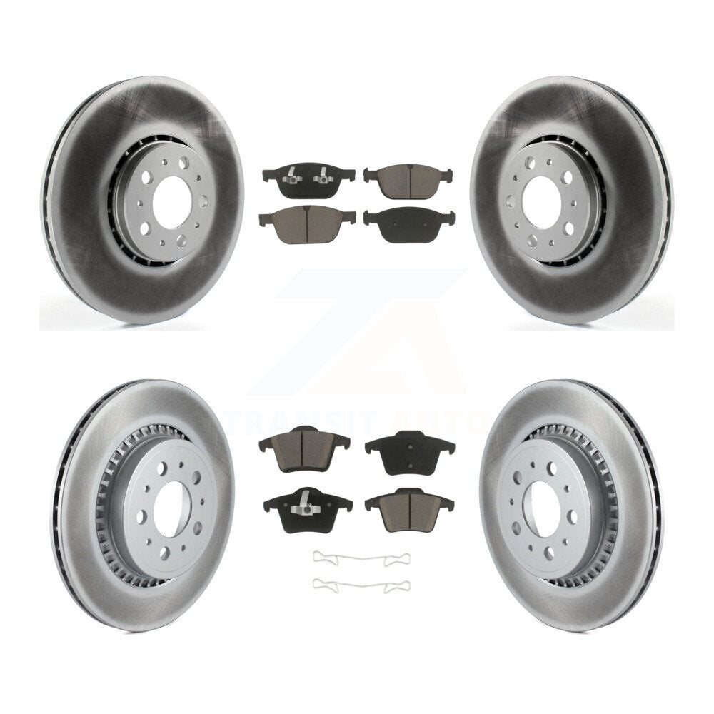 [Avant + Arrière] Kit de disque (revêtu) et plaquette (céramique) de frein pour 2003-2014 Volvo XC90 avec 328mm Diameter Rotor KGC-101349