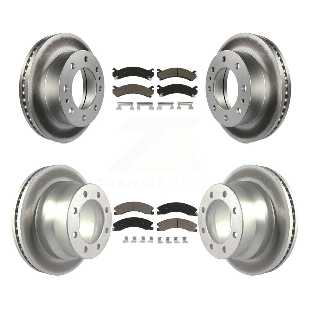 [Avant + Arrière] Kit de disque (revêtu) et plaquette (céramique) de frein pour Chevrolet Express 4500 GMC Savana KGC-101350