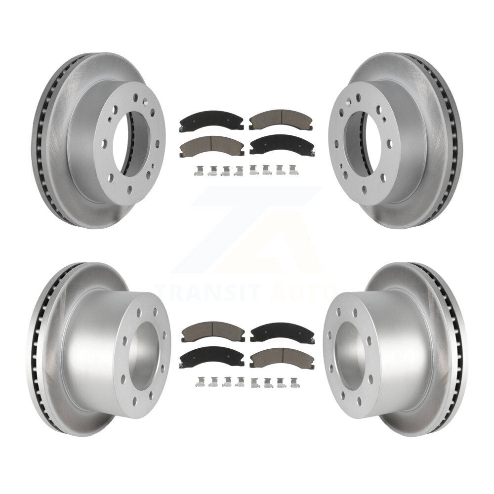 [Avant + Arrière] Kit de disque (revêtu) et plaquette (céramique) de frein pour 2011-2019 Chevrolet Silverado 3500 HD GMC Sierra avec Dual Wheels KGC-101351