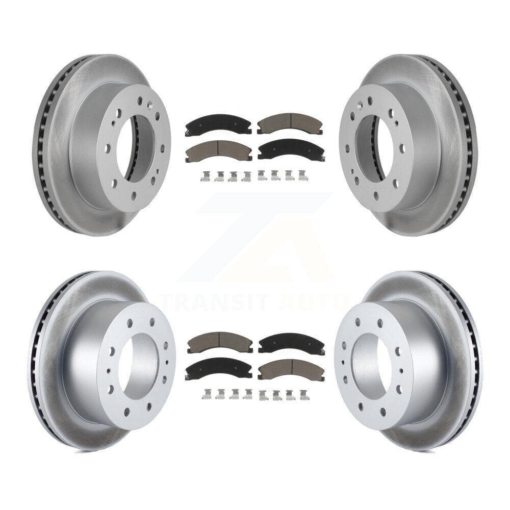 [Avant + Arrière] Kit de disque (revêtu) et plaquette (céramique) de frein pour Chevrolet Silverado 2500 HD GMC Sierra 3500 Suburban KGC-101352