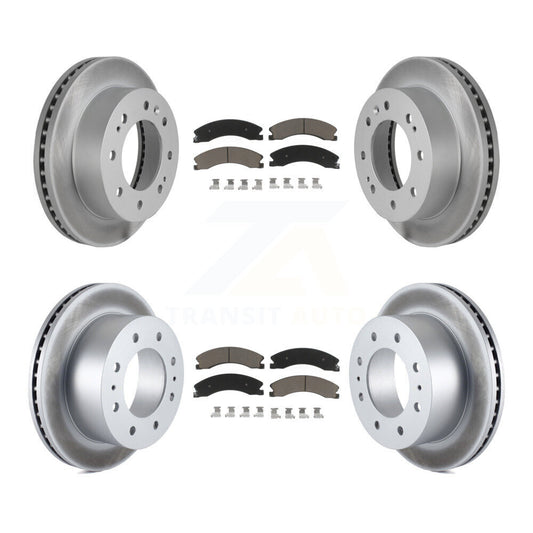 [Avant + Arrière] Kit de disque (revêtu) et plaquette (céramique) de frein pour Chevrolet Silverado 2500 HD GMC Sierra 3500 Suburban KGC-101352