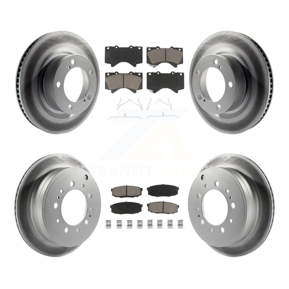 [Avant + Arrière] Kit de disque (revêtu) et plaquette (céramique) de frein pour Toyota Tundra Sequoia Lexus LX570 Land Cruiser KGC-101360