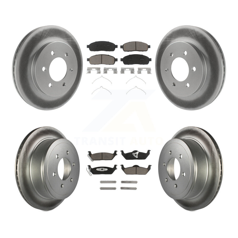 [Avant + Arrière] Kit de disque (revêtu) et plaquette (céramique) de frein pour Ford F-150 Lincoln Mark LT 4WD KGC-101363
