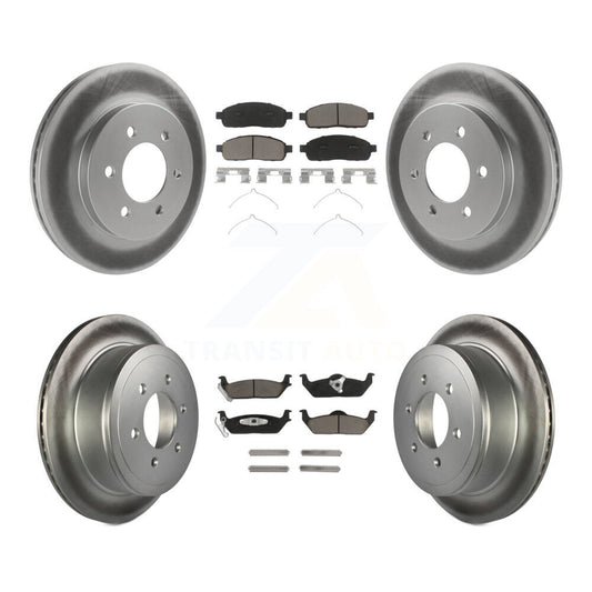 [Avant + Arrière] Kit de disque (revêtu) et plaquette (céramique) de frein pour Ford F-150 Lincoln Mark LT 4WD KGC-101363