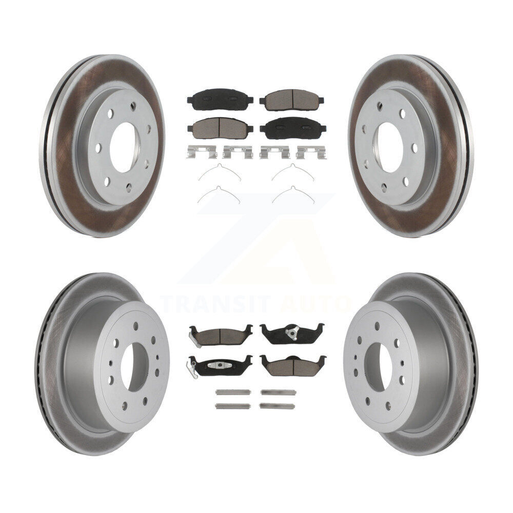 [Avant + Arrière] Kit de disque (revêtu) et plaquette (céramique) de frein pour Ford F-150 Lincoln Mark LT 4WD KGC-101364