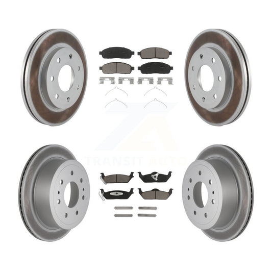 [Avant + Arrière] Kit de disque (revêtu) et plaquette (céramique) de frein pour Ford F-150 Lincoln Mark LT 4WD KGC-101364