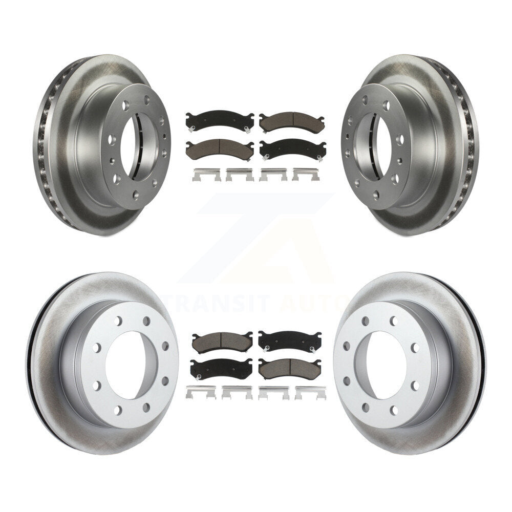 [Avant + Arrière] Kit de disque (revêtu) et plaquette (céramique) de frein pour Chevrolet Silverado 2500 HD GMC Sierra Hummer H2 1500 Suburban Yukon XL Avalanche Classic KGC-101374