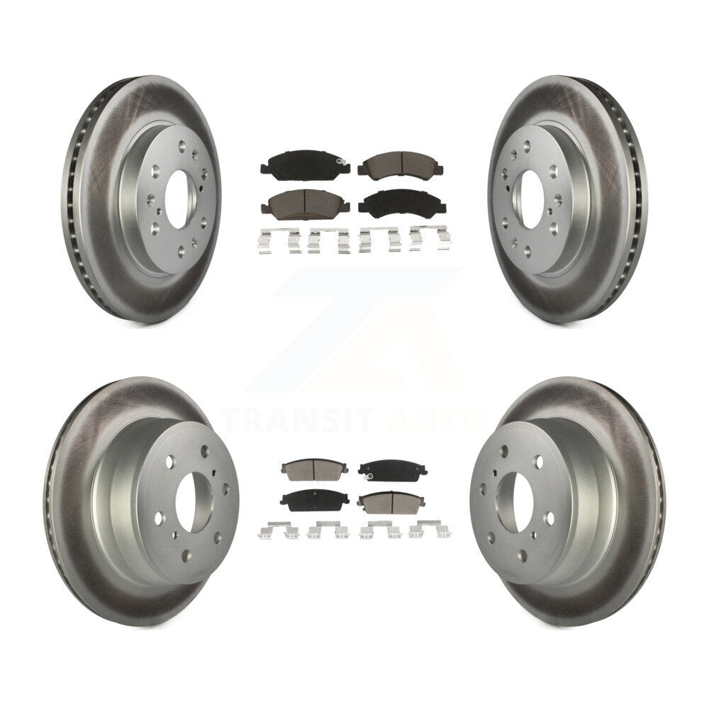 [Avant + Arrière] Kit de disque (revêtu) et plaquette (céramique) de frein pour Chevrolet Silverado 1500 GMC Sierra Tahoe Suburban Yukon Cadillac XL Avalanche Escalade ESV EXT KGC-101393
