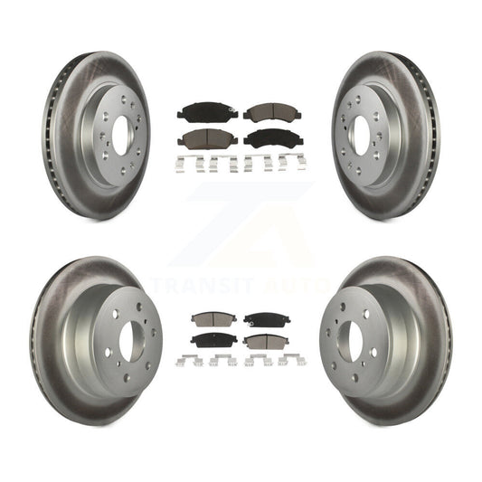[Avant + Arrière] Kit de disque (revêtu) et plaquette (céramique) de frein pour Chevrolet Silverado 1500 GMC Sierra Tahoe Suburban Yukon Cadillac XL Avalanche Escalade ESV EXT KGC-101393