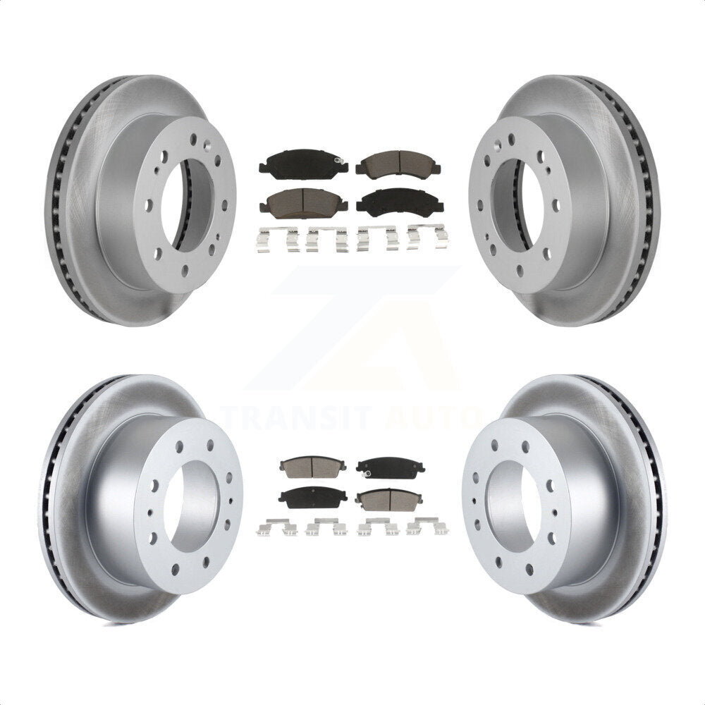 [Avant + Arrière] Kit de disque (revêtu) et plaquette (céramique) de frein pour 2011 Chevrolet Silverado 1500 Hybrid KGC-101397 par Transit Auto