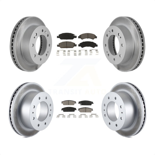 [Avant + Arrière] Kit de disque (revêtu) et plaquette (céramique) de frein pour 2011 Chevrolet Silverado 1500 Hybrid KGC-101397 par Transit Auto