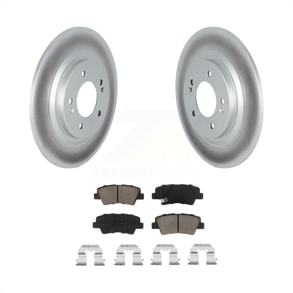 [Arrière] Kit de disque (revêtu) et plaquette (céramique) de frein pour 2017 Kia Cadenza Limited Technology avec Electric Parking KGC-101427 par Transit Auto