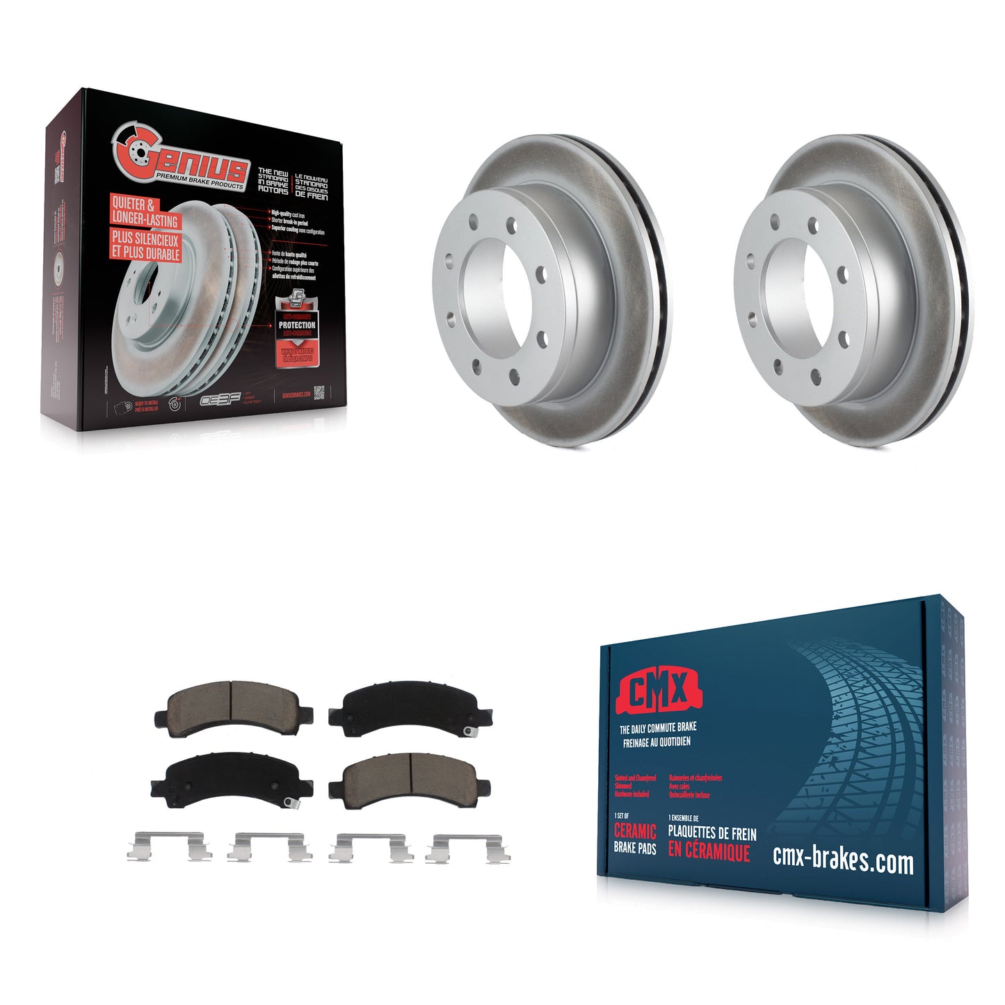 [Arrière] Kit de disque (revêtu) et plaquette (céramique) de frein pour Chevrolet Express 3500 2500 GMC Savana KGC-101440