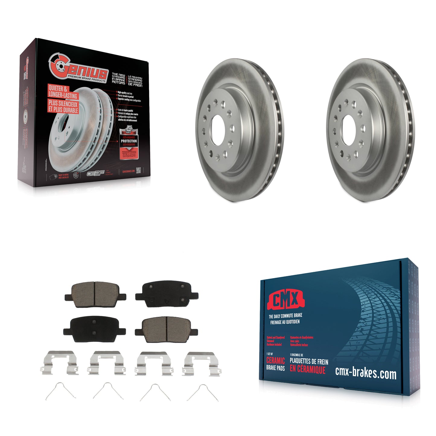[Arrière] Kit de disque (revêtu) et plaquette (céramique) de frein pour Chevrolet Traverse GMC Acadia Cadillac XT5 Buick Enclave Blazer XT6 KGC-101443