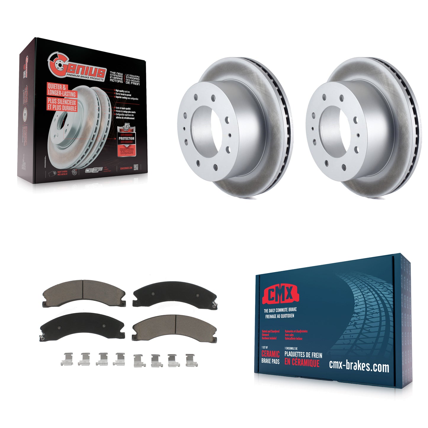 [Arrière] Kit de disque (revêtu) et plaquette (céramique) de frein pour Chevrolet Silverado 2500 HD GMC Sierra 3500 Suburban KGC-101464