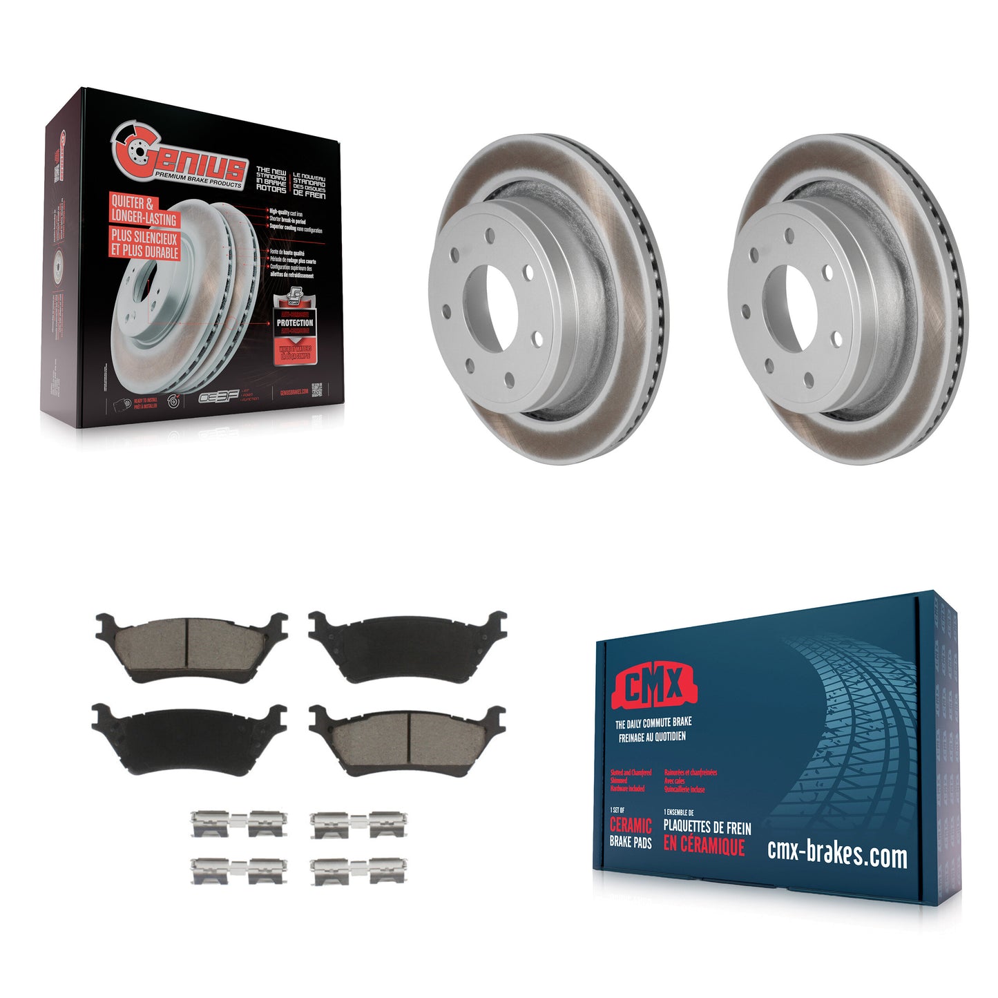 [Arrière] Kit de disque (revêtu) et plaquette (céramique) de frein pour 2012-2014 Ford F-150 avec 7 Lug Wheels KGC-101492