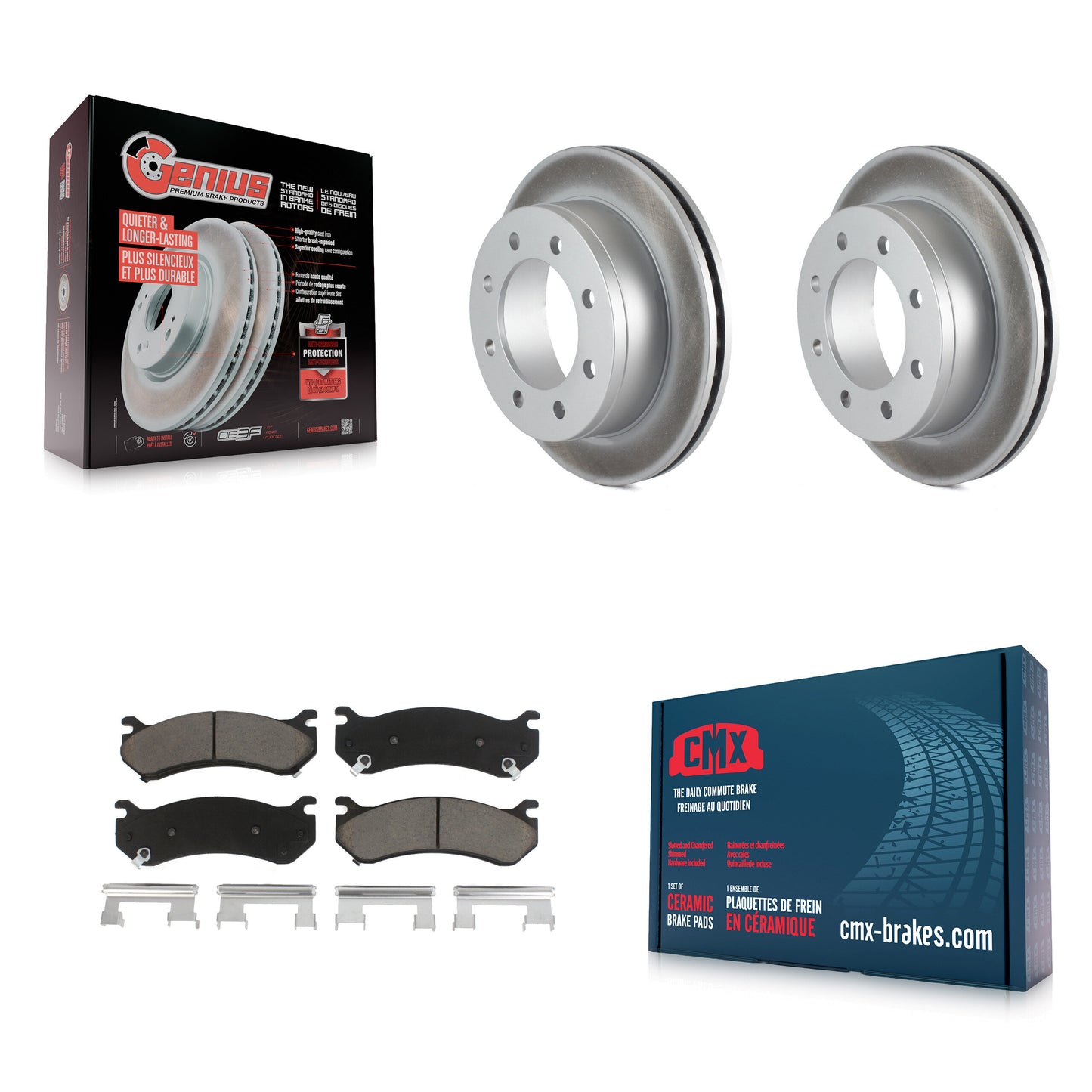 [Arrière] Kit de disque (revêtu) et plaquette (céramique) de frein pour Chevrolet Silverado 2500 HD GMC Sierra 3500 Classic Suburban Yukon XL Avalanche KGC-101494
