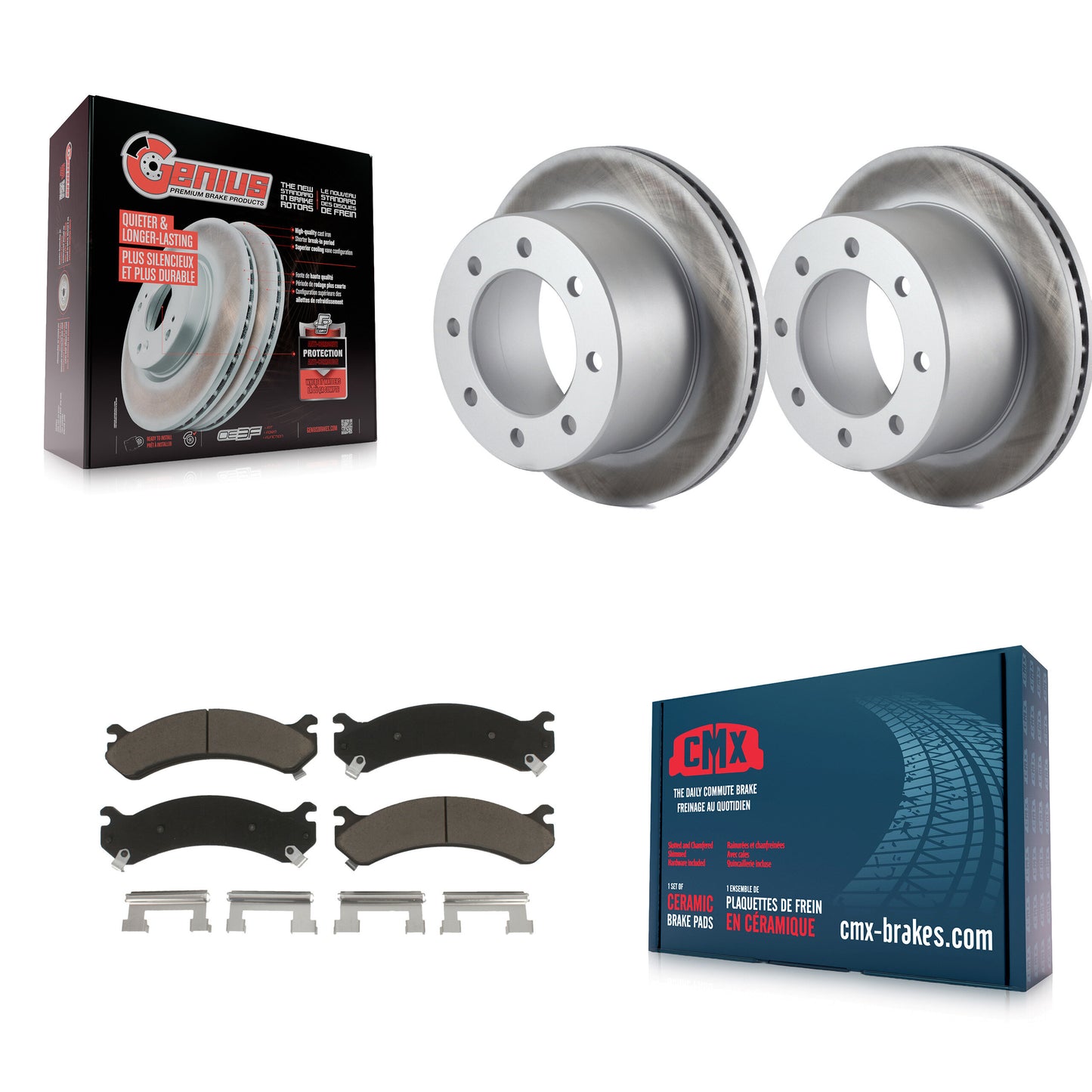[Arrière] Kit de disque (revêtu) et plaquette (céramique) de frein pour Chevrolet Silverado 3500 HD GMC Sierra Classic KGC-101496