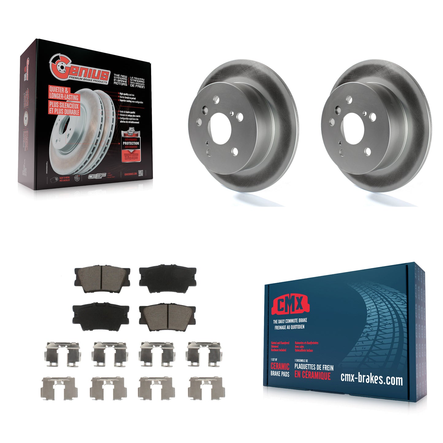 [Arrière] Kit de disque (revêtu) et plaquette (céramique) de frein pour Toyota Camry Lexus ES350 Avalon KGC-101526