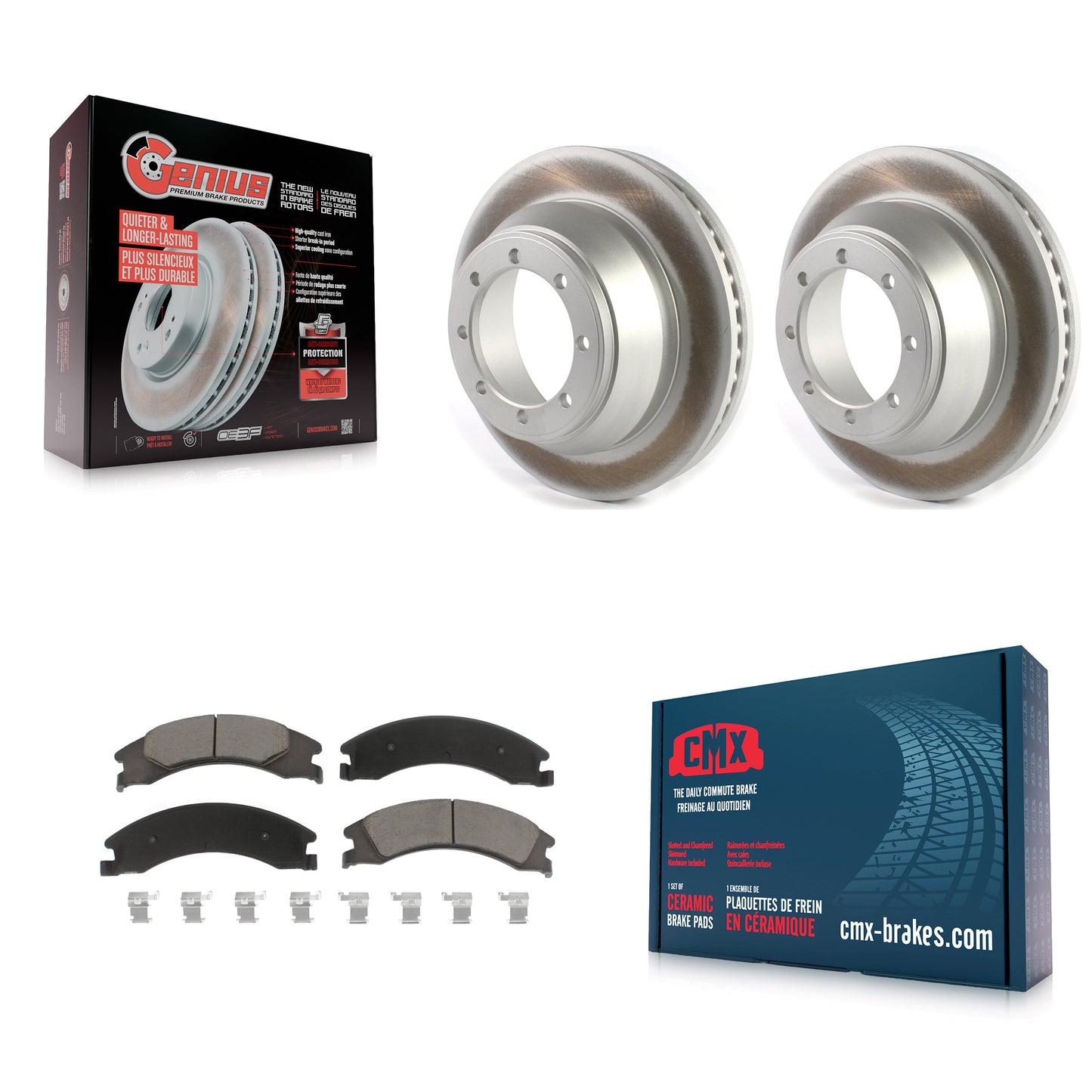 [Arrière] Kit de disque (revêtu) et plaquette (céramique) de frein pour 2009-2010 Ford E-450 Super Duty DIESEL engine KGC-101528