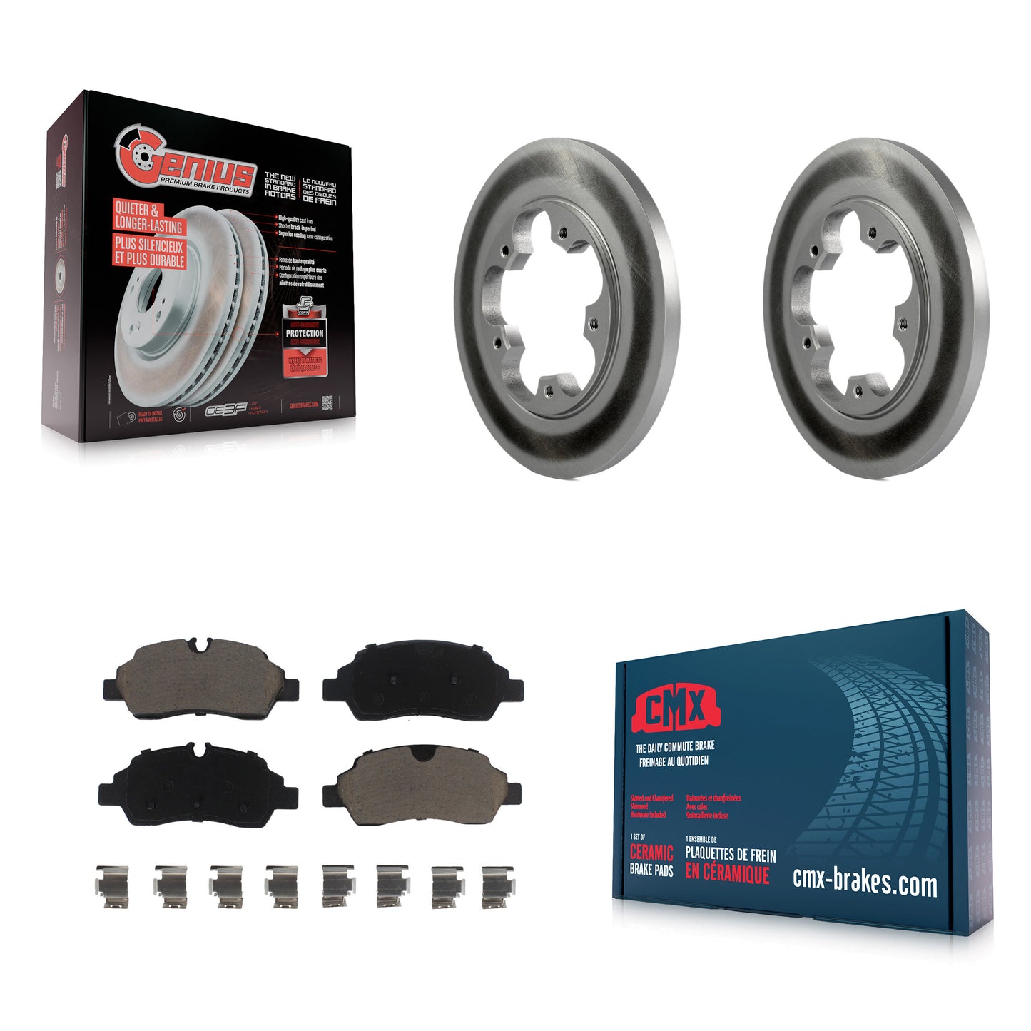 [Arrière] Kit de disque (revêtu) et plaquette (céramique) de frein pour Ford Transit-250 Transit-350 Transit-150 HD avec 5 Lug Wheels KGC-101540