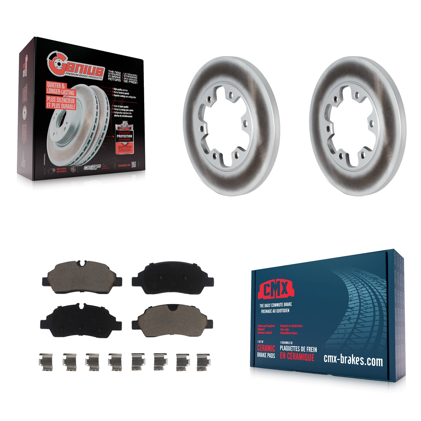 [Arrière] Kit de disque (revêtu) et plaquette (céramique) de frein pour 2015-2019 Ford Transit-350 HD avec 6 Lug Wheels KGC-101541