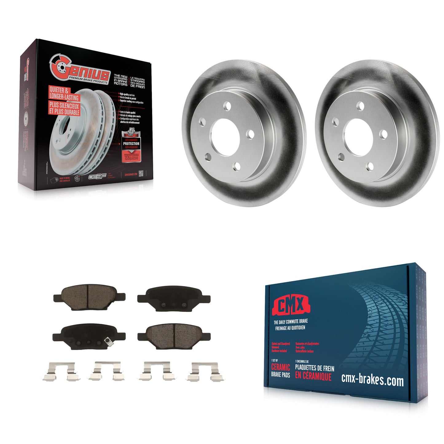 [Arrière] Kit de disque (revêtu) et plaquette (céramique) de frein pour Chevrolet Malibu Pontiac G6 Cobalt Saturn Ion HHR Aura G5 Pursuit KGC-101548