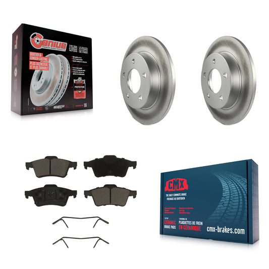 [Arrière] Kit de disque (revêtu) et plaquette (céramique) de frein pour 2004-2005 Mazda 3 2.0L KGC-101585