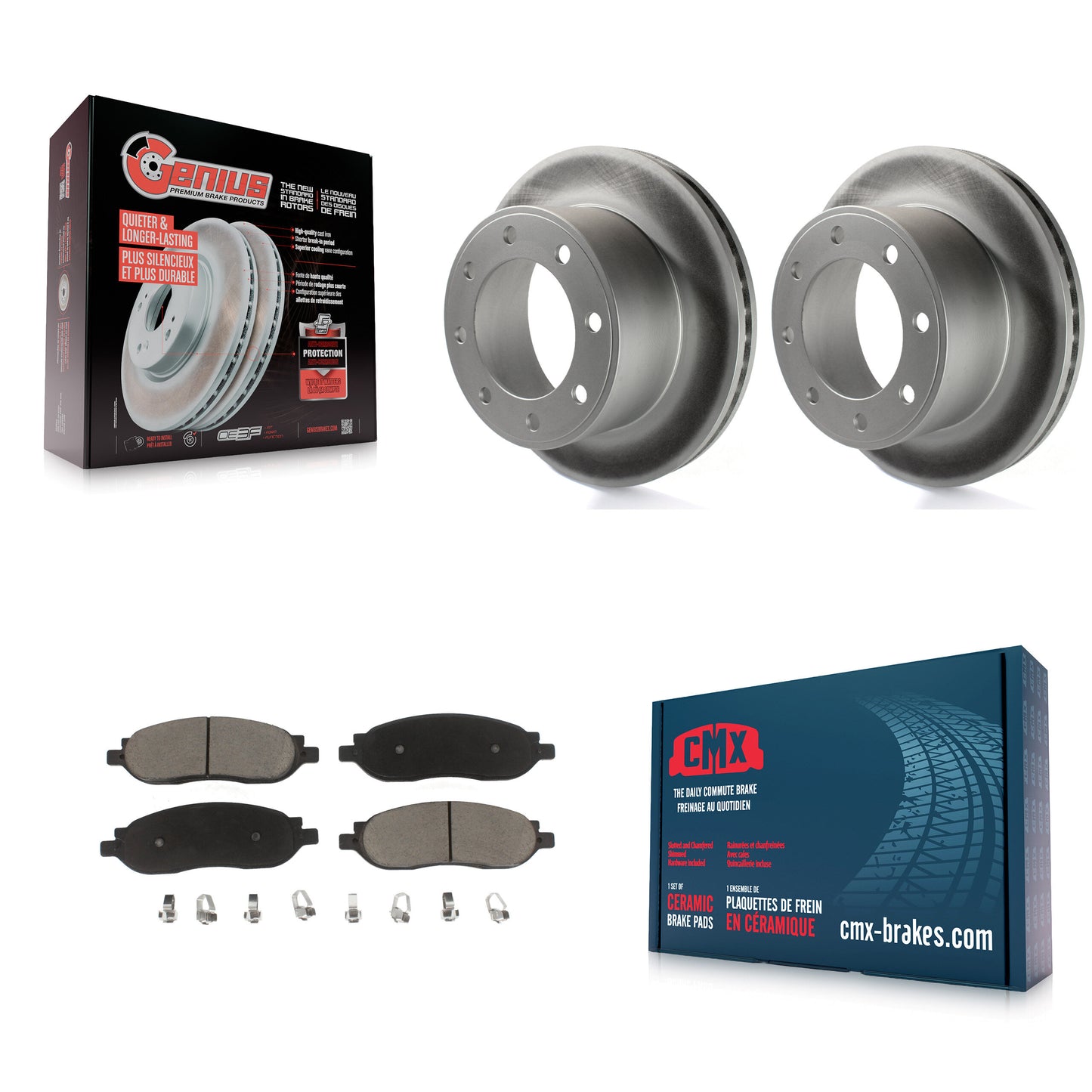 [Arrière] Kit de disque (revêtu) et plaquette (céramique) de frein pour 2005-2007 Ford F-250 Super Duty F-350 KGC-101620