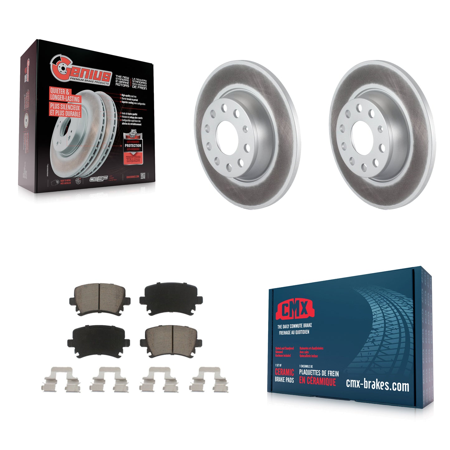 [Arrière] Kit de disque (revêtu) et plaquette (céramique) de frein pour Volkswagen Jetta Passat GTI Eos Audi A3 Quattro Golf KGC-101670