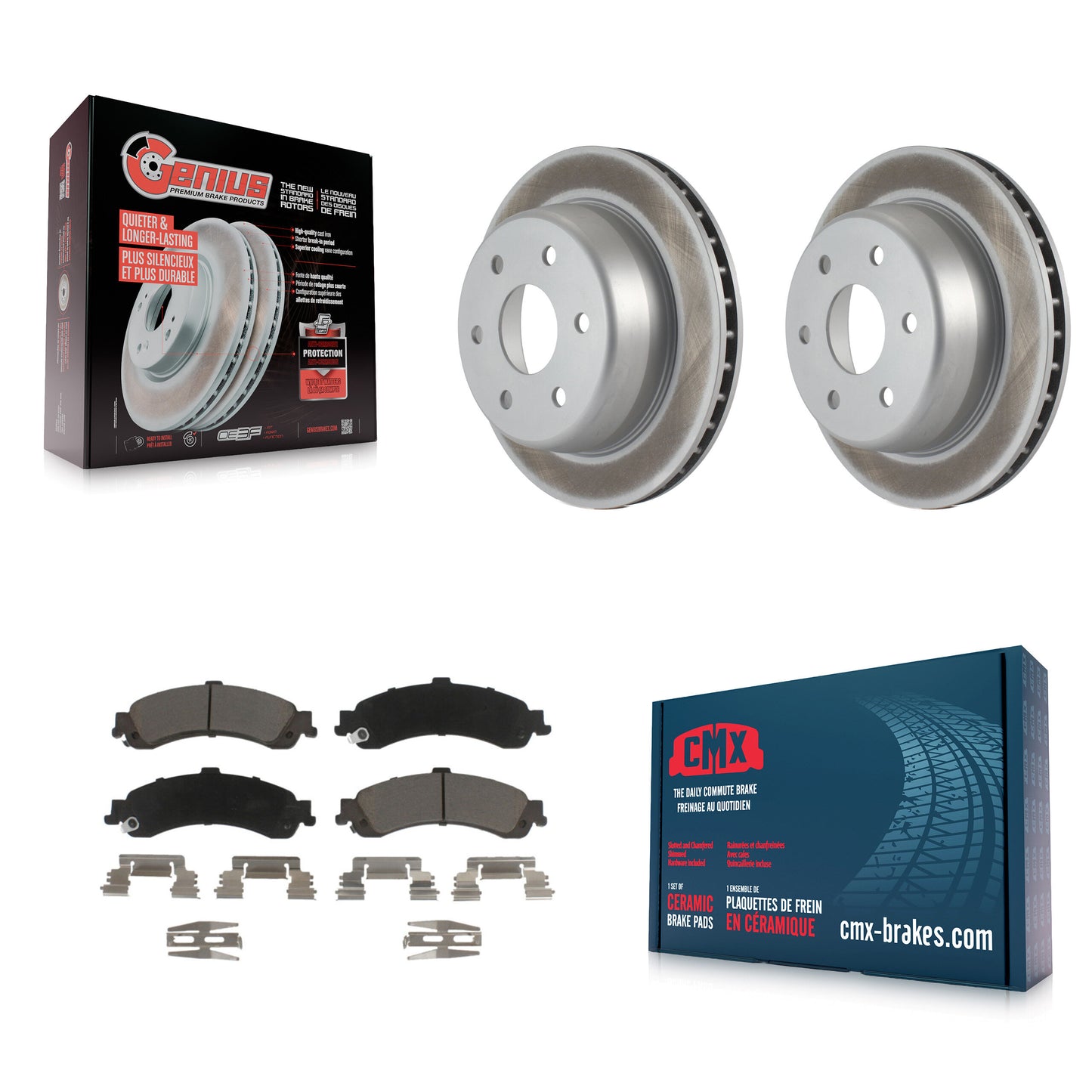 [Arrière] Kit de disque (revêtu) et plaquette (céramique) de frein pour Chevrolet Silverado 1500 GMC Tahoe Sierra Suburban Yukon Avalanche XL Cadillac Escalade ESV EXT KGC-101679