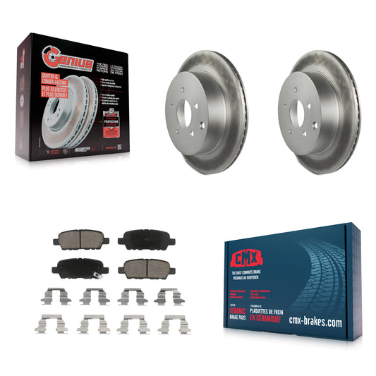[Arrière] Kit de disque (revêtu) et plaquette (céramique) de frein pour Nissan Murano INFINITI Pathfinder QX60 Q50 Quest FX35 JX35 Q60 M37 QX70 Q70 Q70L FX45 FX37 M56 M35h KGC-101690