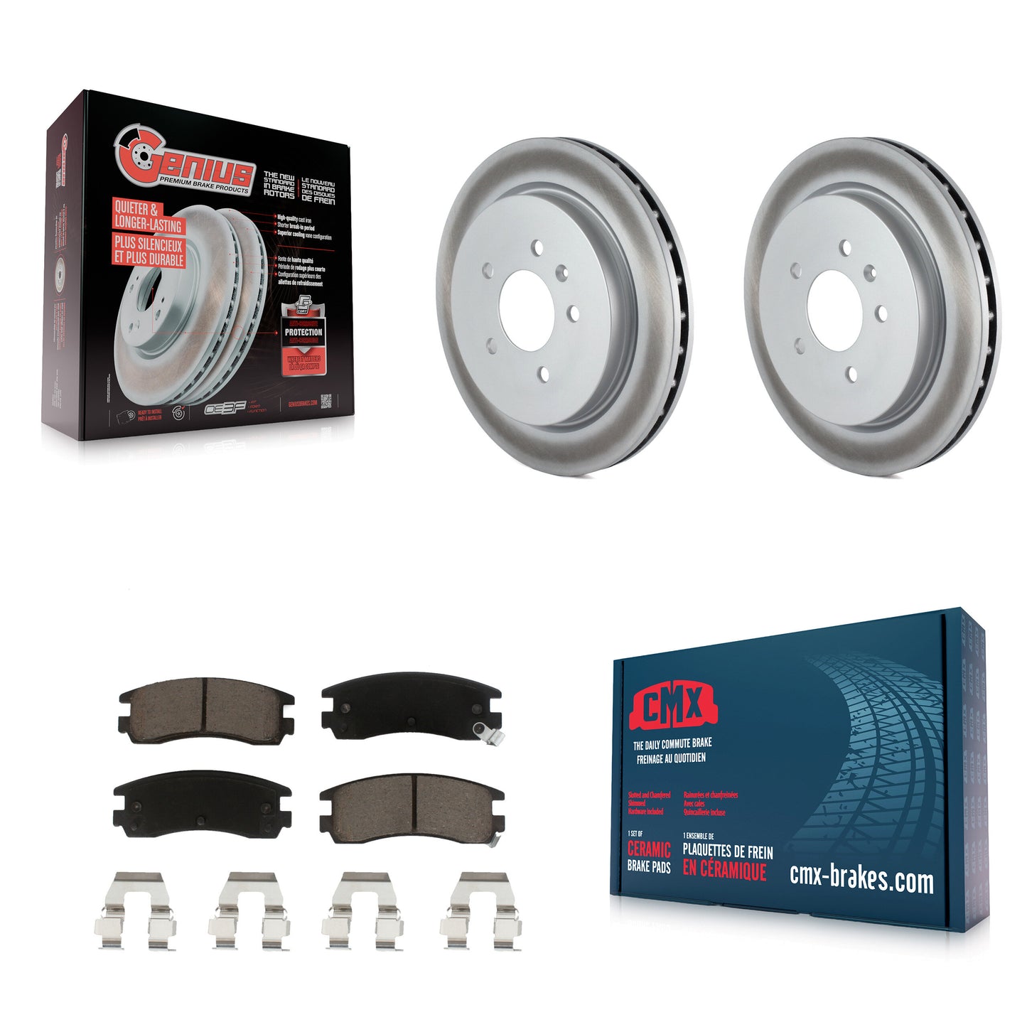 [Arrière] Kit de disque (revêtu) et plaquette (céramique) de frein pour 2003-2004 Cadillac Seville avec Vented Rotor KGC-101701