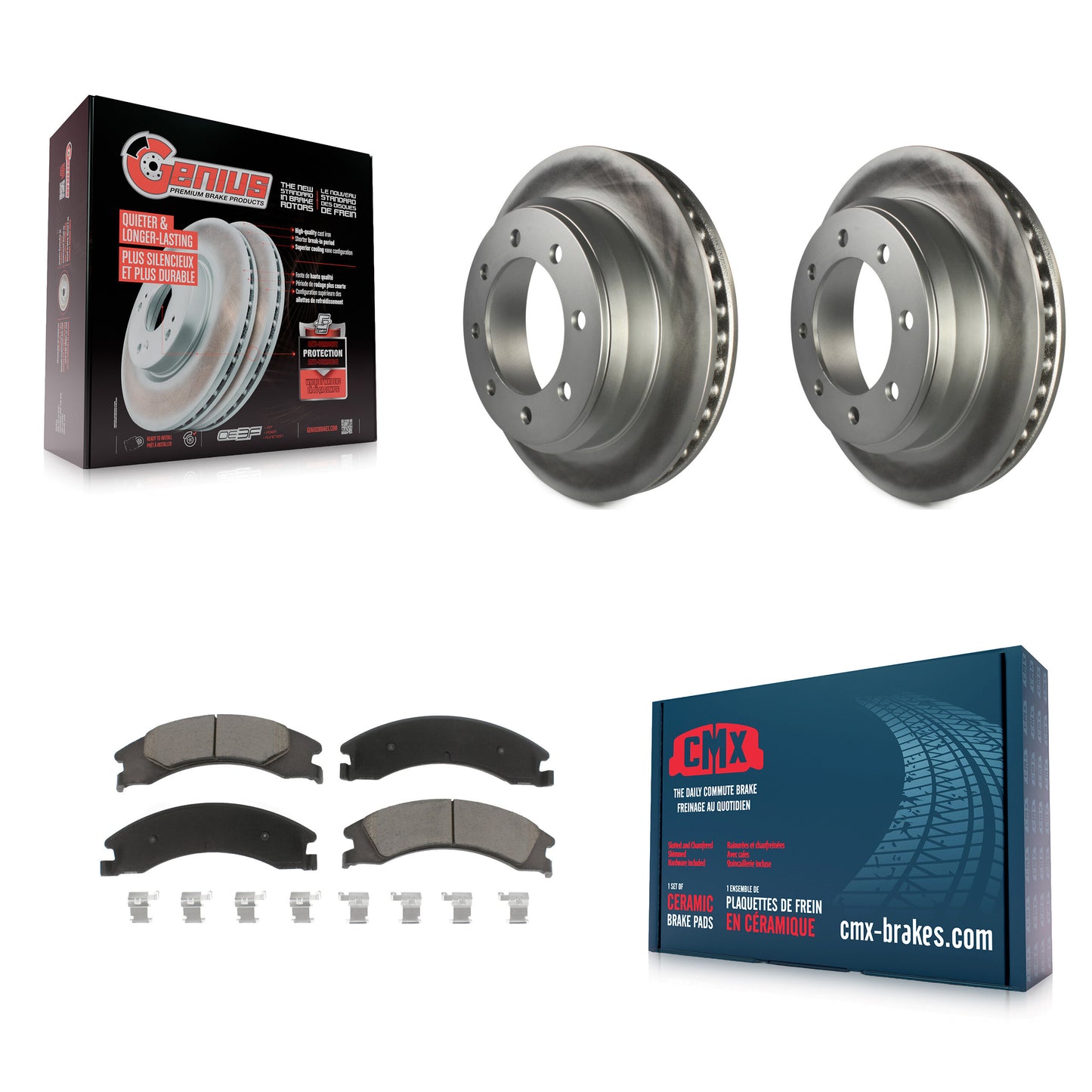 [Arrière] Kit de disque (revêtu) et plaquette (céramique) de frein pour Ford E-350 Super Duty E-250 E-150 Econoline KGC-101702