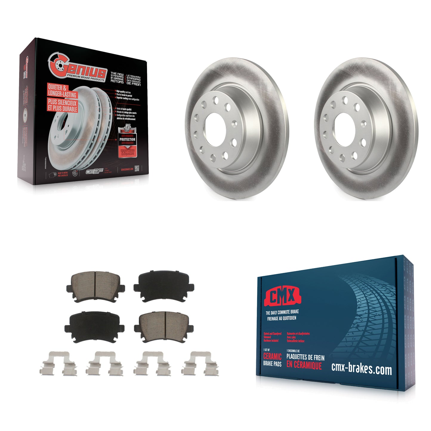 [Arrière] Kit de disque (revêtu) et plaquette (céramique) de frein pour Volkswagen Tiguan CC Jetta Audi Passat GTI A3 Eos Q3 Limited Quattro KGC-101746