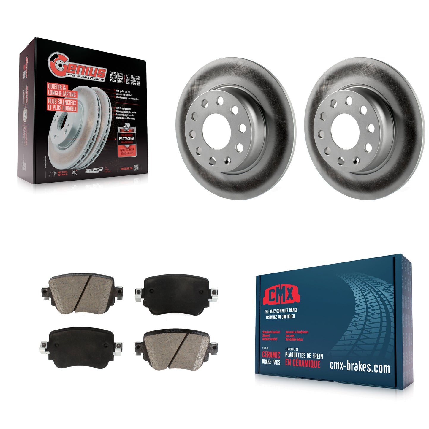 [Arrière] Kit de disque (revêtu) et plaquette (céramique) de frein pour Volkswagen Passat GTI Golf SportWagen Alltrack KGC-101754