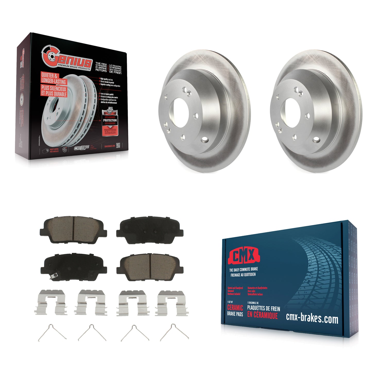 [Arrière] Kit de disque (revêtu) et plaquette (céramique) de frein pour 2014-2015 Kia Sorento avec Red Painted Calipers KGC-101824