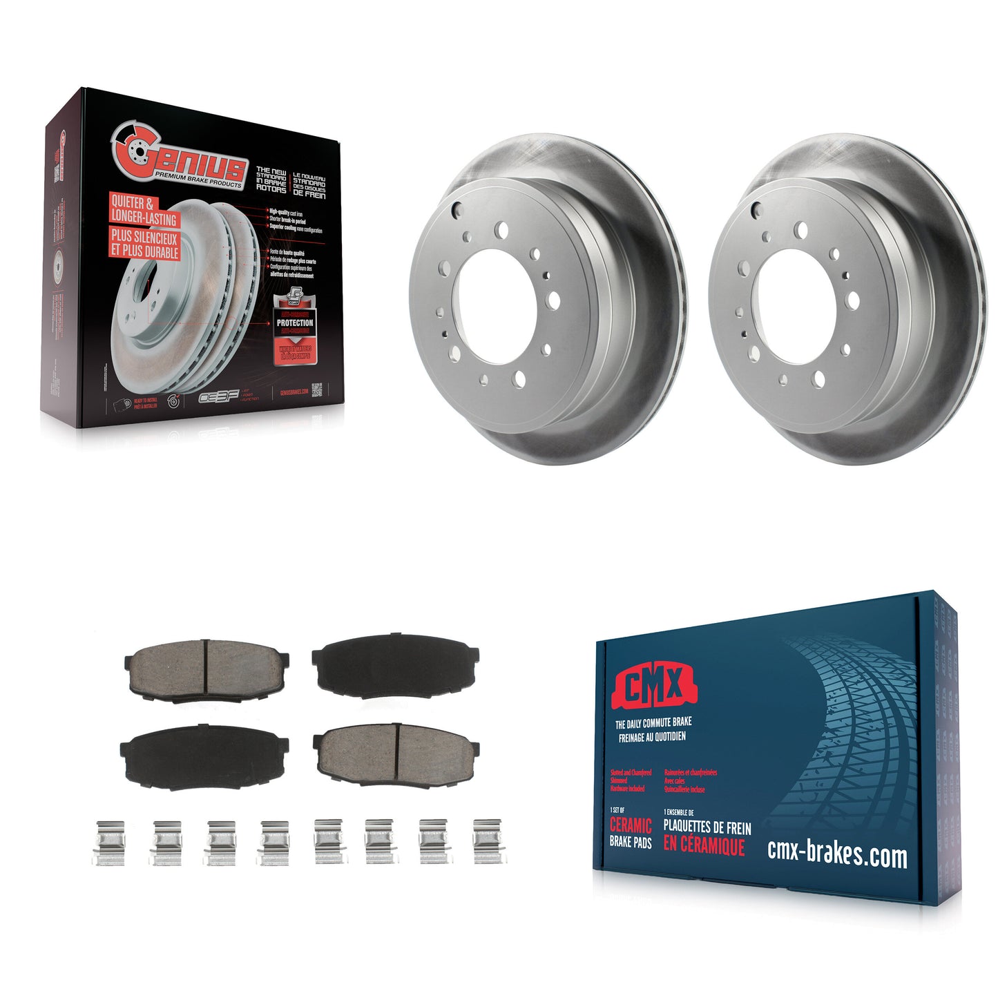 [Arrière] Kit de disque (revêtu) et plaquette (céramique) de frein pour Toyota Tundra Sequoia Lexus LX570 Land Cruiser KGC-101825