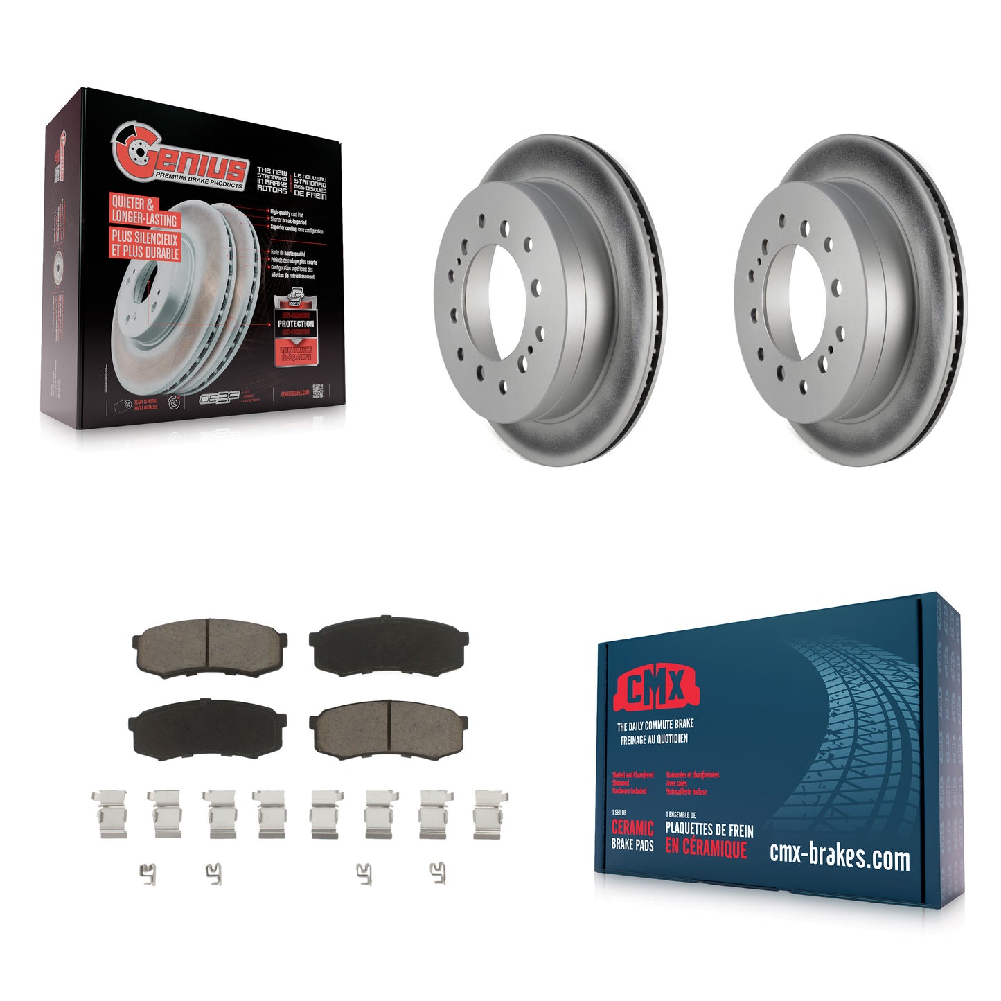 [Arrière] Kit de disque (revêtu) et plaquette (céramique) de frein pour Toyota 4Runner Sequoia FJ Cruiser Lexus GX470 KGC-101868